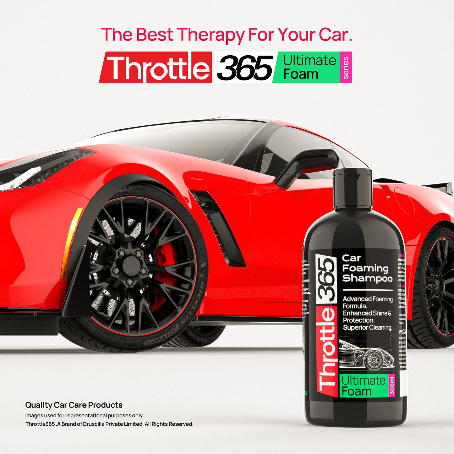 Throttle365™ Ultimate Foam Shampoo for Cars & Bikes (300ml)