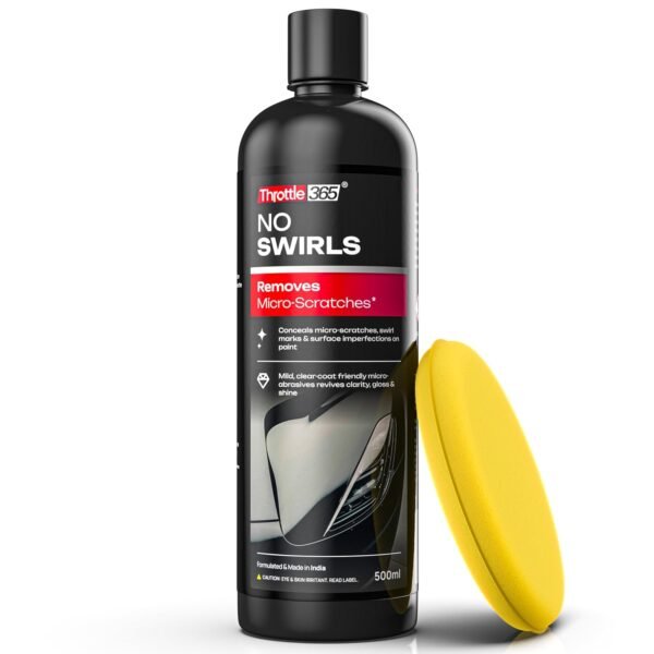 Throttle365® No Swirls (500ml) | Removes Fine Scratches & Swirl Marks from Paint | High-Gloss Mild Rubbing Compound | Made in India